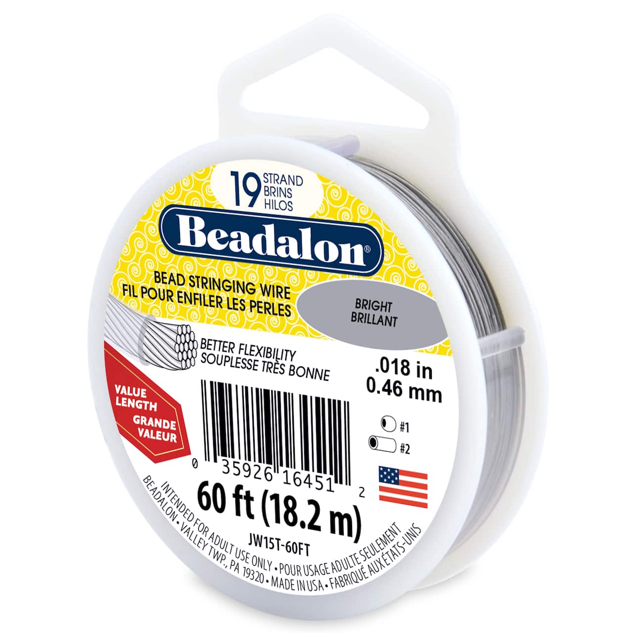 Beadalon® 0.46mm Bright 19 Strand Bead Stringing Wire, 60ft.